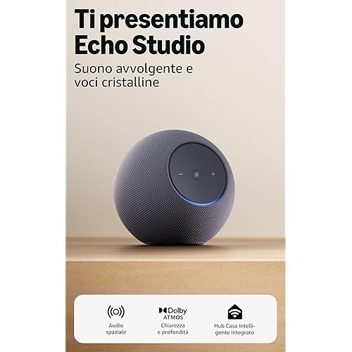 Amazon Echo Studio (ultimo modello), design compatto, audio spaziale avvolgente e Dolby Atmos (grafite)