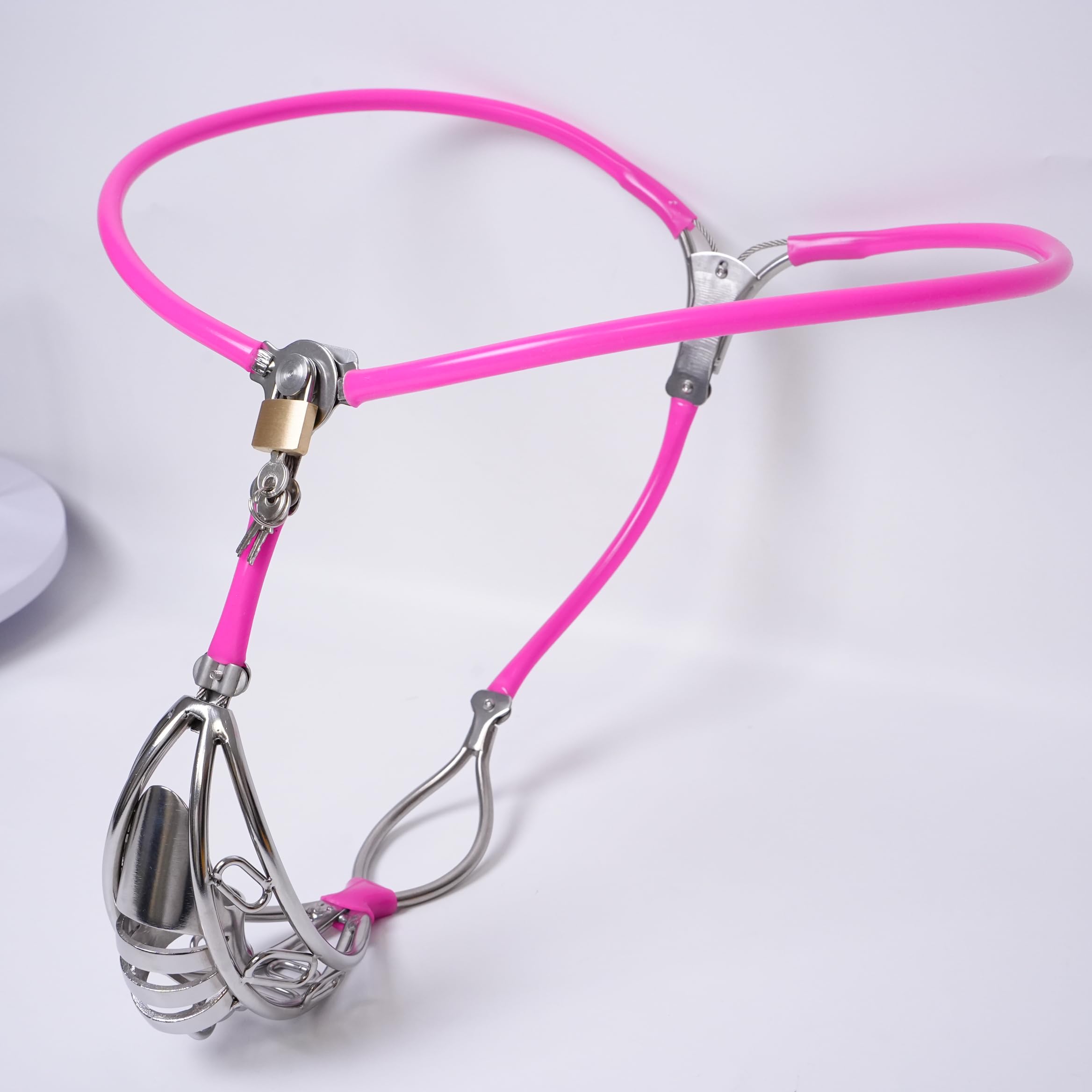 Ceinture de chasteté invisible en acier inoxydable pour hommes Rose 90-120cm