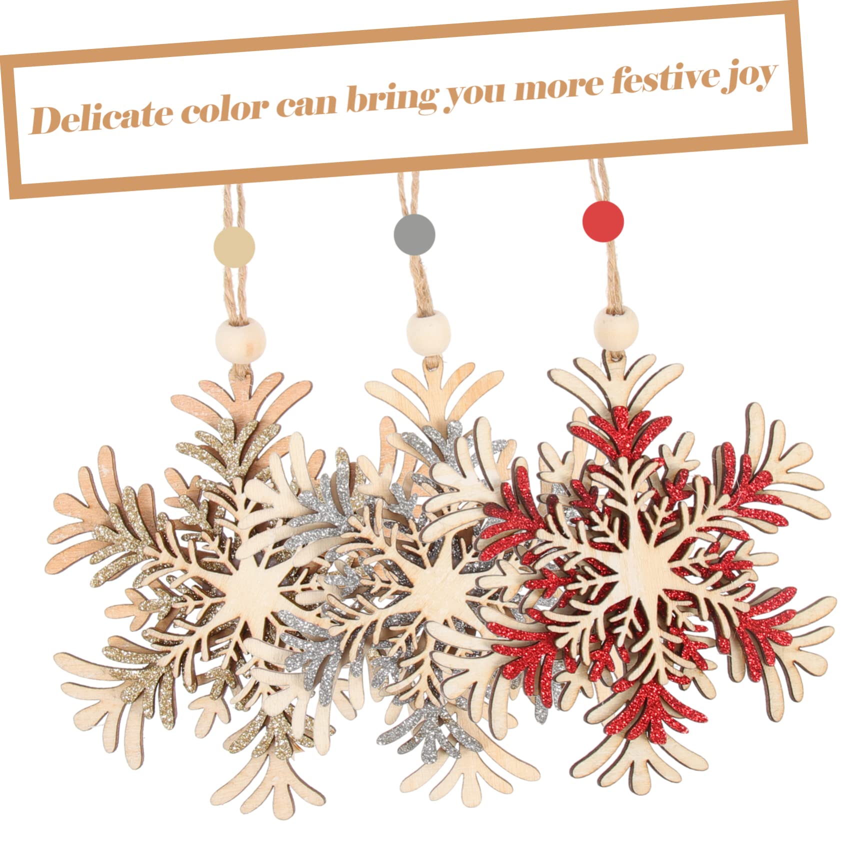 CLMJHG FCXDMY 30 pièces Ornements d'arbre de Noël Pendentifs Flocon de Neige de Noël décorations en Bois pour Suspendre Noël