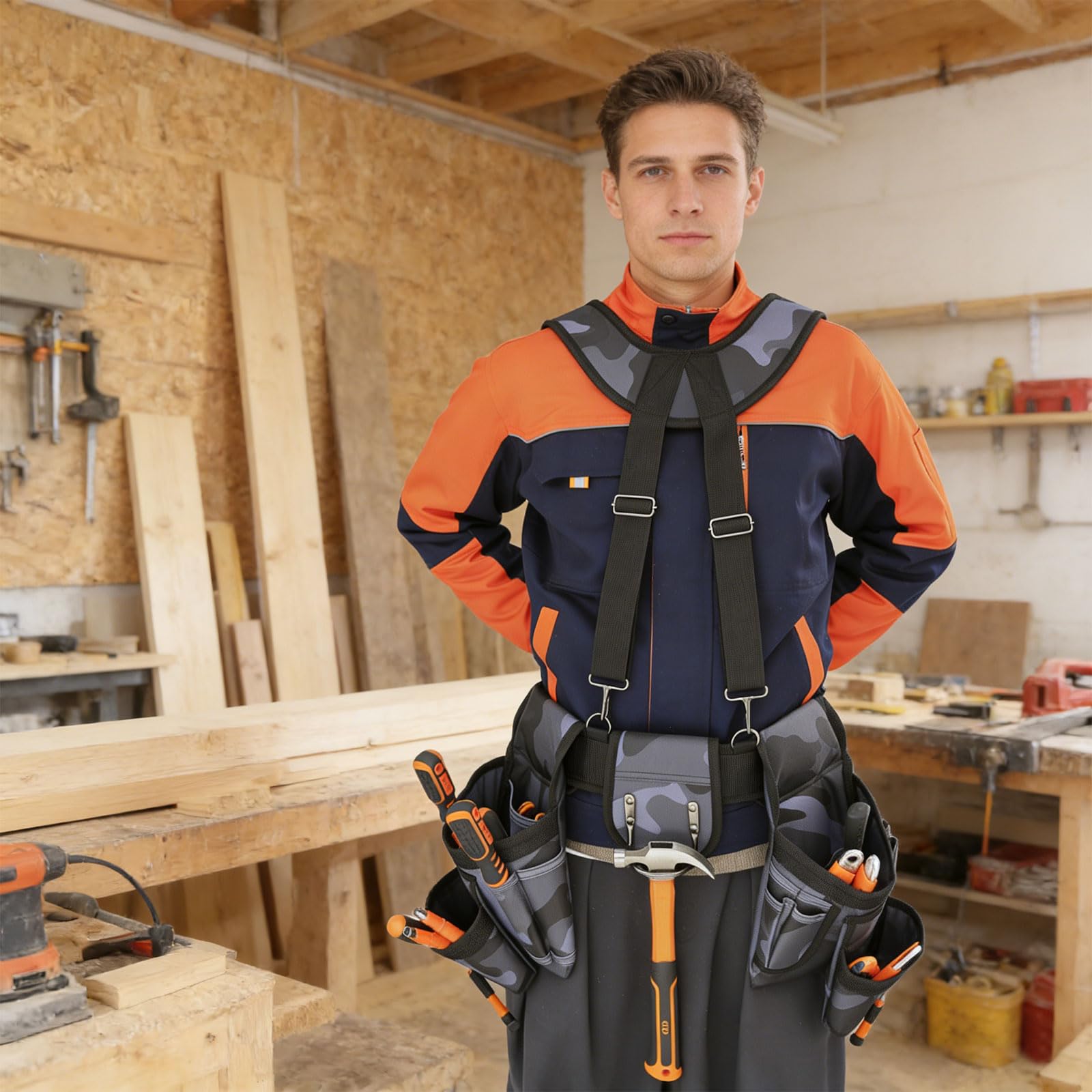 Cintura porta attrezzi ergonomica con comode tasche magnetiche Vestibilità personalizzabile e ampio spazio per riporre attrezzi Cintura flessibile per la spedizione degli attrezzi