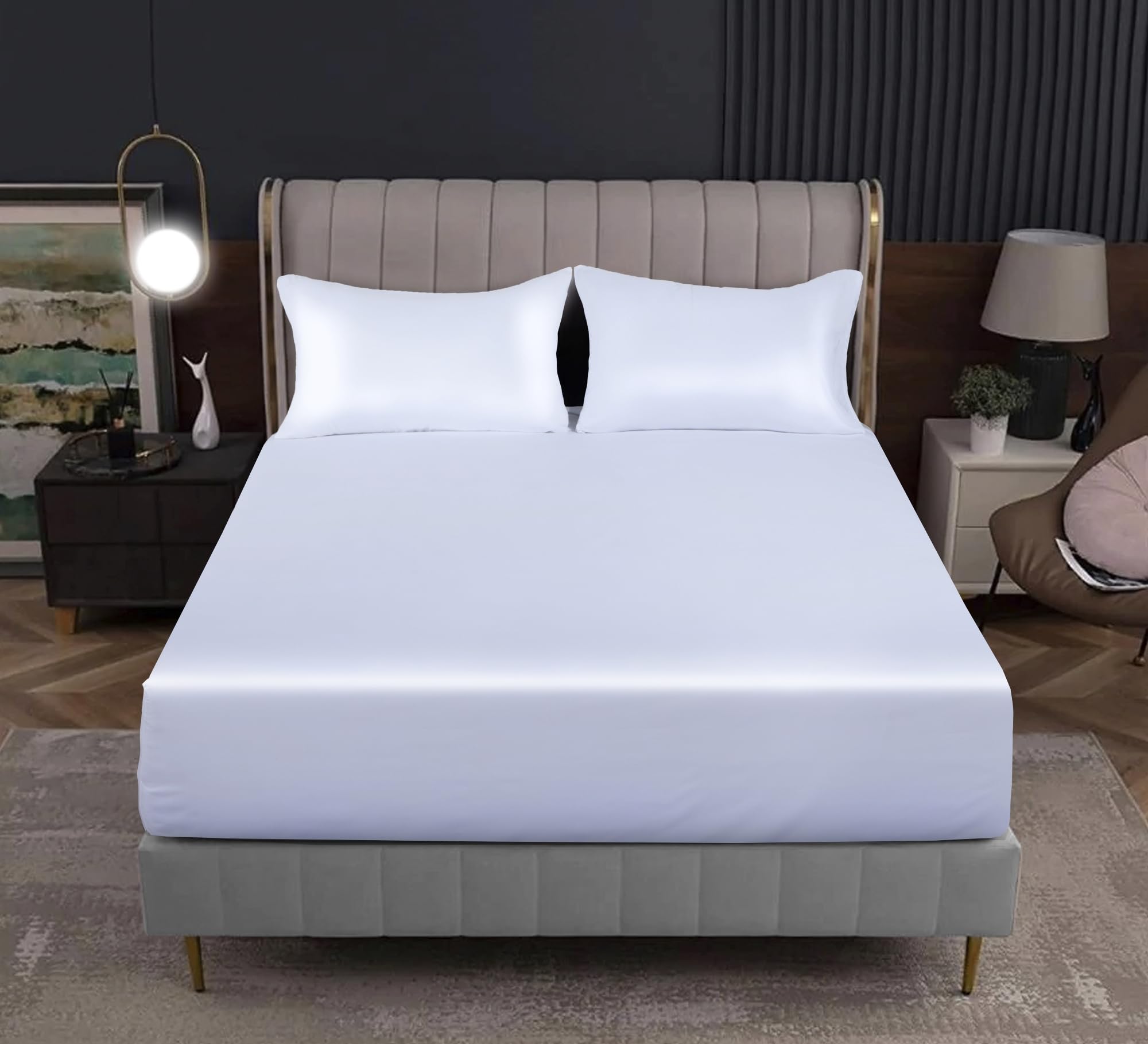 40cm Extra Deep Microfibre Fitted Sheet - Super Soft Brushed Microfibre Fabric Shrinkage and Fade Resistant Non Iron Bottom Fitted Sheet For Singel to Super King Size Bed (White, Super King)