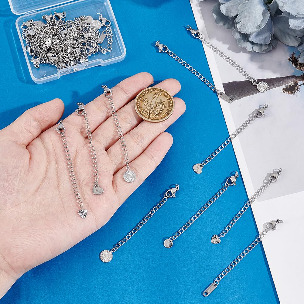 Kit 30 Rallonges De Collier UNICRAFTALE - Chaînes Acier Inoxydable Avec Fermoirs | Pour DIY Bijoux