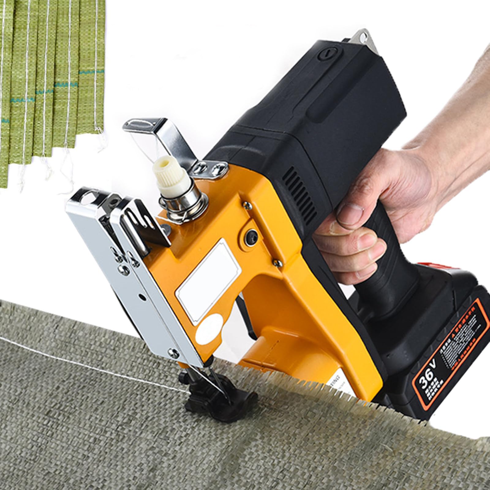 Máquina Cerrar Coser Bolsas 210W Automática Portátil para Sacos Alimentación Yute Semillas Vinilo Arroz Tela, Corte Hilo Automático, Paso Aguja Ajustable, Herramienta Manual