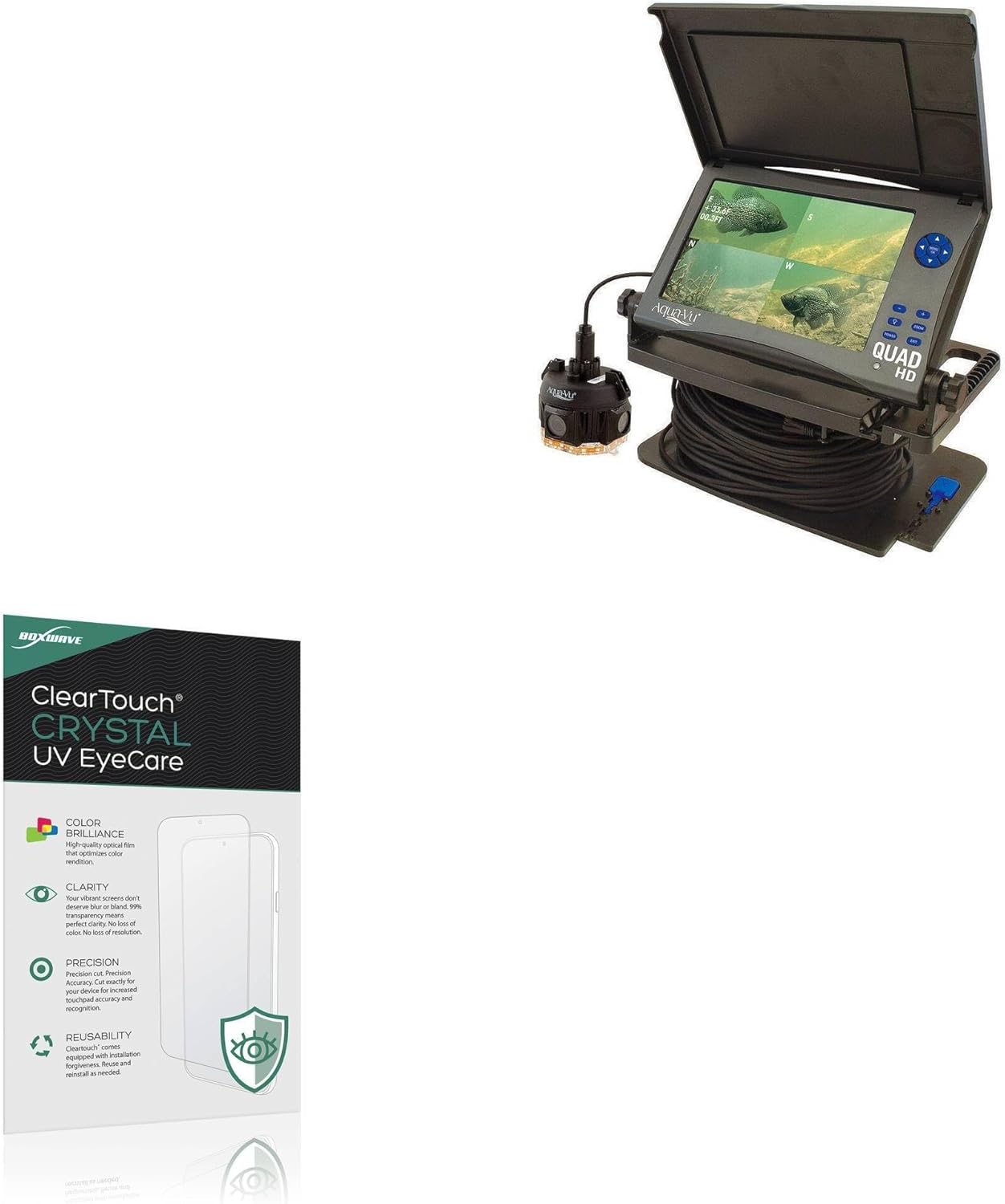 BoxWave Screen Protector Compatible With Aqua-Vu Quad HD - ClearTouch Crystal Anti-UV EyeCare (2-Pack), Filters out Harmful Blue Light Reduce Fatigue