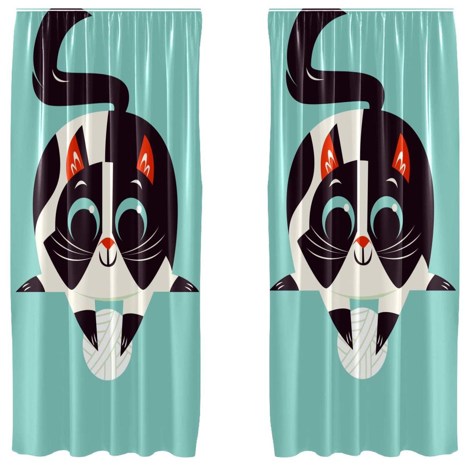 Rideaux chat de dessin animé 139x213 cm occultation partielle pour embellir le salon