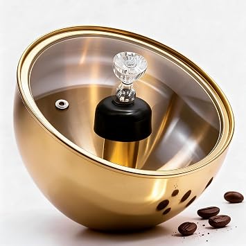 Upgraded Stainless Steel Espresso Knock Box Coffee Knock Box with Glass Lid and Magnetic Removable Knock Bar, Holds 20Double Espresso pucks & Coffee Grounds GOLD
