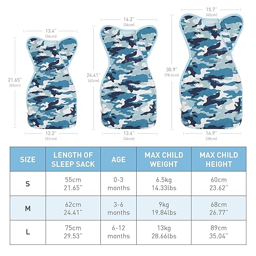 Miniatura 6 de Saco de dormir con diseño de brazos hacia arriba, paquete de 2 unidades, saco de dormir con manos arriba, transición de 3 vías a saco de dormir sin