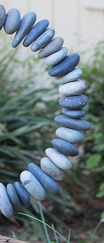 Miniatura 3 de Anillo de piedra apilada de río natural en el soporte, estatua de decoración de jardín zen (pequeño)