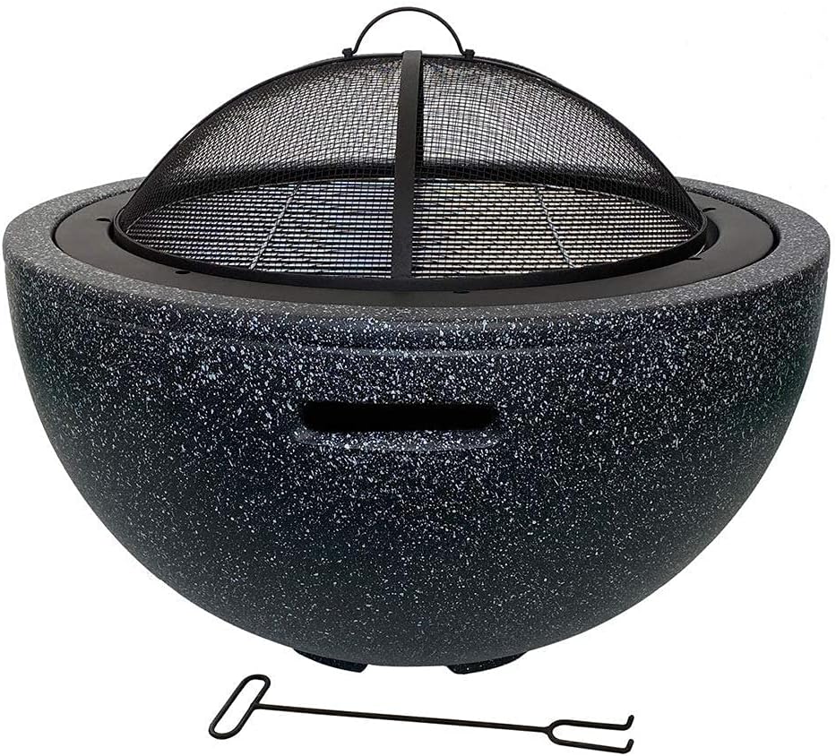 Small Fire Pit, Fire Pit Garden, Fire Bowl for Garden and Patio Outdoor Garden Fire Pit with Mesh Cover Fire Pit with BBQ Grill Shelf (Black) (Brown) (Black)