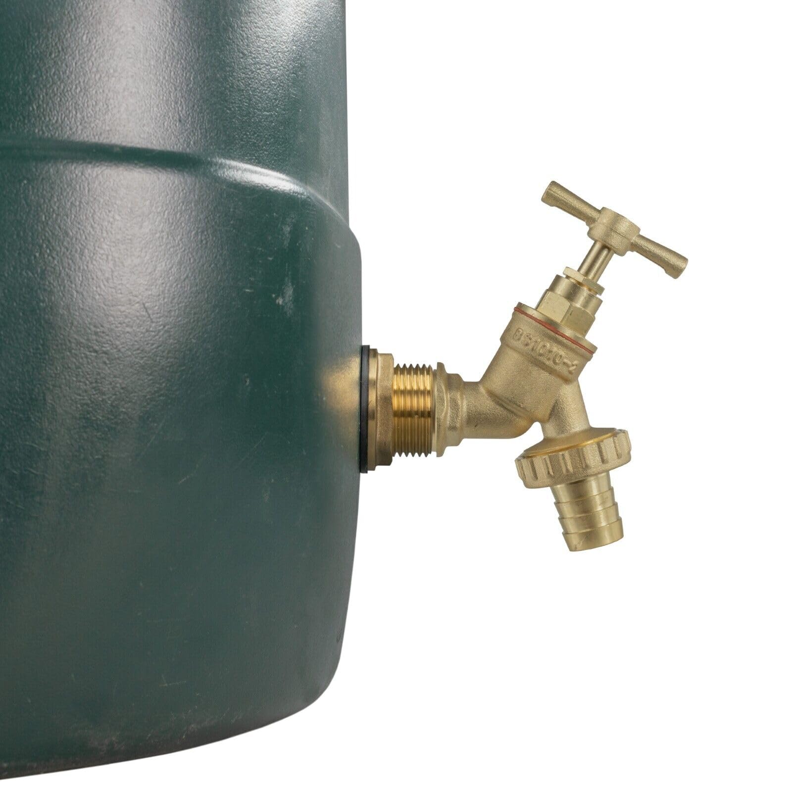 3/4" Water Butt Replacement Faucet – Brass Metal Lever Tap with UK Bib Outlet & Hose Barb Adapter,Quick Connect Garden Hosepipes (Brass bib (Barbed))