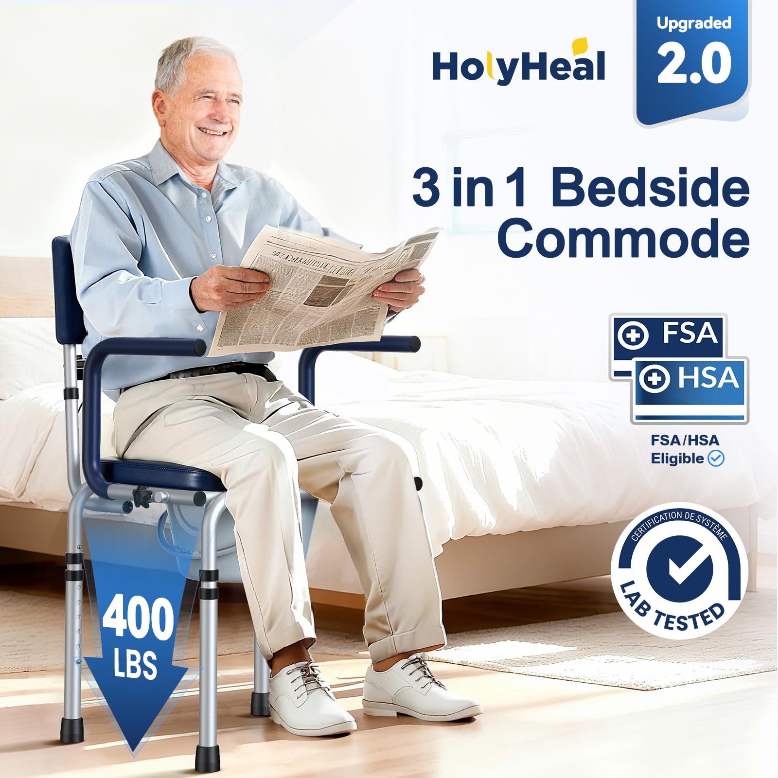 Portable Bedside Commode for Seniors - FREE SHIPPING -2