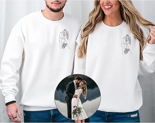 Miniatura 6 de Sudaderas con capucha personalizadas que diseñan el tuyo propio, retrato de camisa personalizado de la foto, fecha de aniversario para parejas