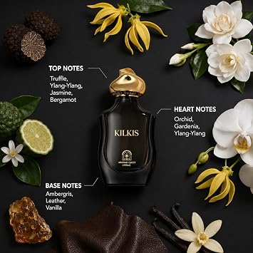KILKIS Extrait de Parfum 100ml (3.3 Fl Oz) | Niche Long-Lasting Luxury Unisex Statement Oriental Floral and Amber with Black Truffle, Orchid, Dark Chocolate & Patchouli