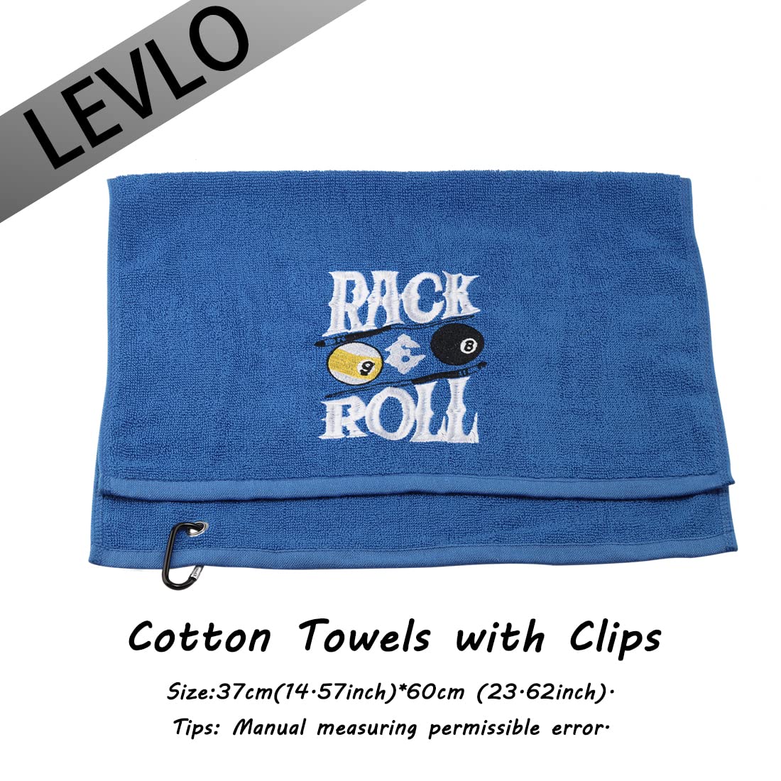 LEVLO Embroidered Billiards Snooker Towel Rack & Roll Snooker Sports Towels for Billiard Pool Player Towels Gift (Rack & Roll)