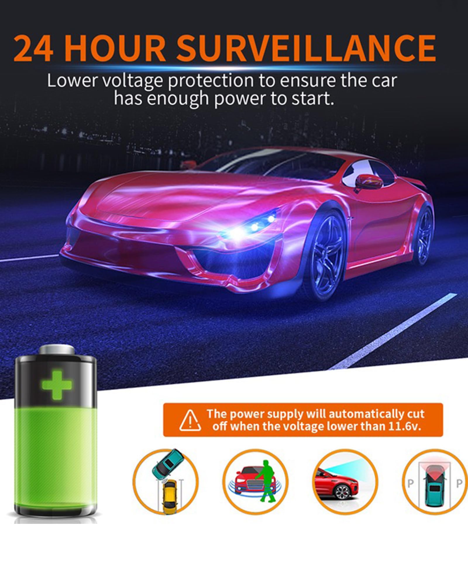 Universal Dashcam Hardwiring Kit with USB-C Power Port, Supporting 24-Hour Parking Monitoring and Low-Voltage Protection.