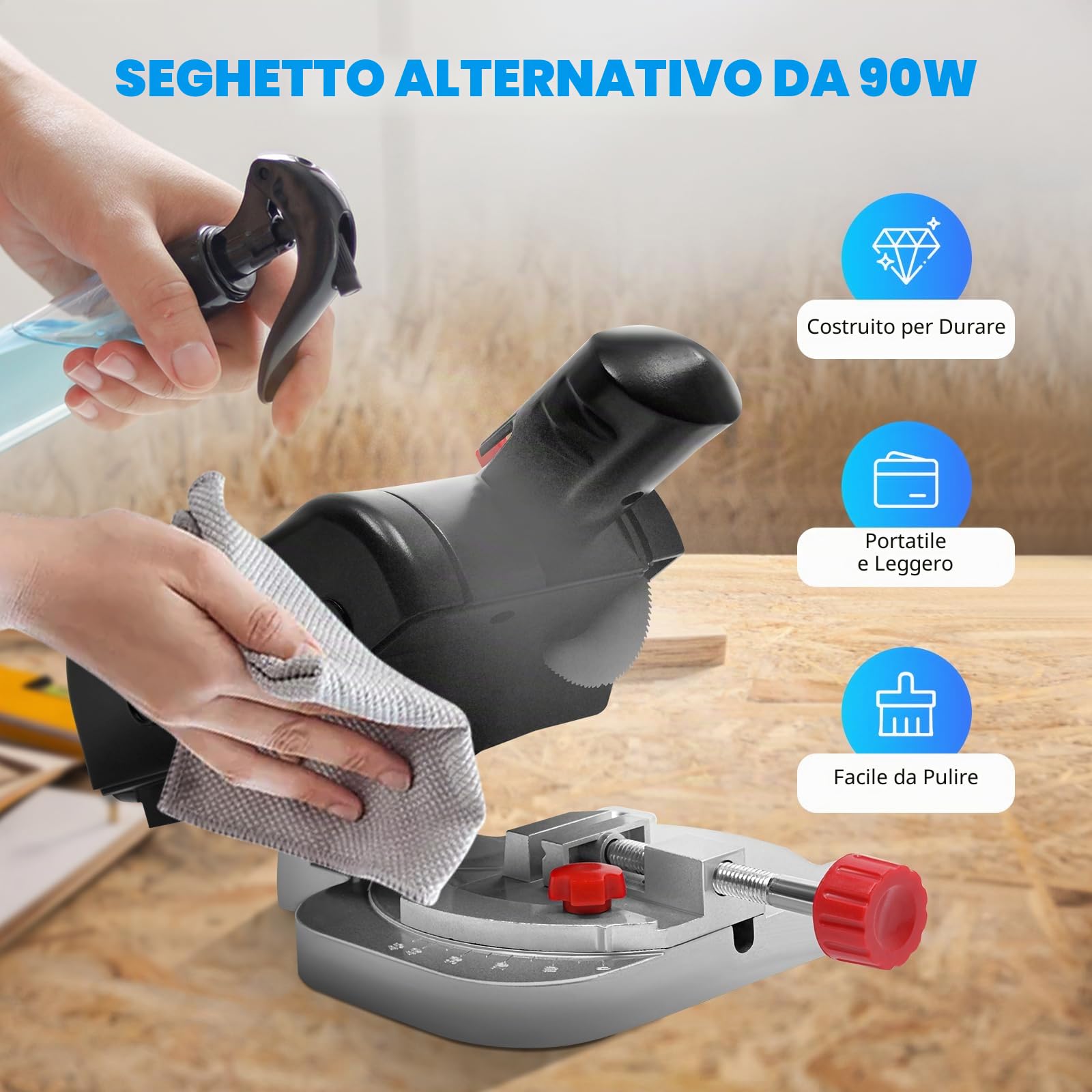 Troncatrice Elettrica 90 W 4500 Rpm Per Metallo Taglio Legno -45° Mini Sega Circolare Da Tavolo Con Lama Per Sega In Metallo E Lama Per Sega In Resina