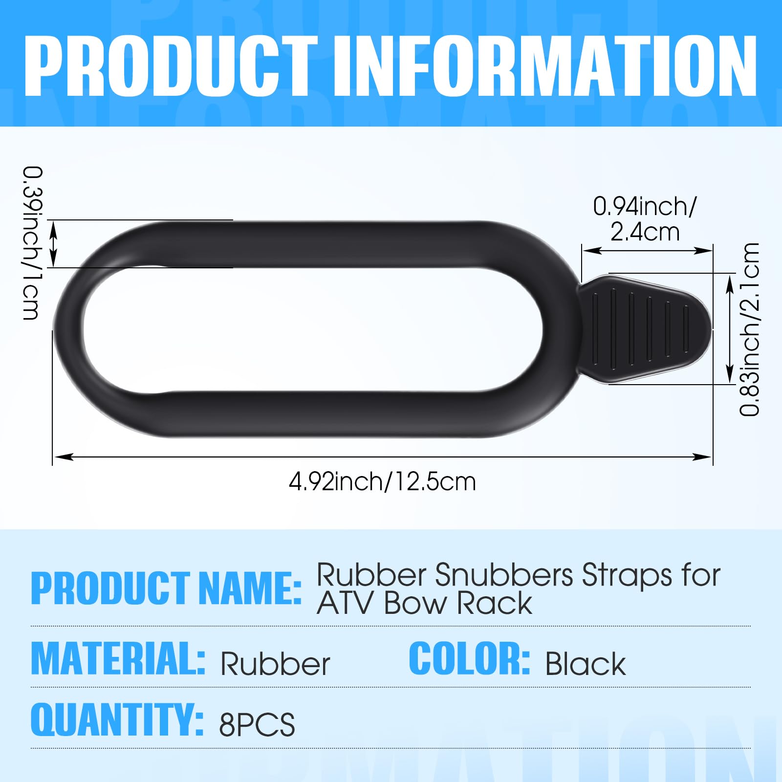 Pushglossy 8 Pcs Rubber Snubbers Straps for ATV Gun & Bow Rack Gun Holders for ATV Replacement Straps Bow Tool Replace