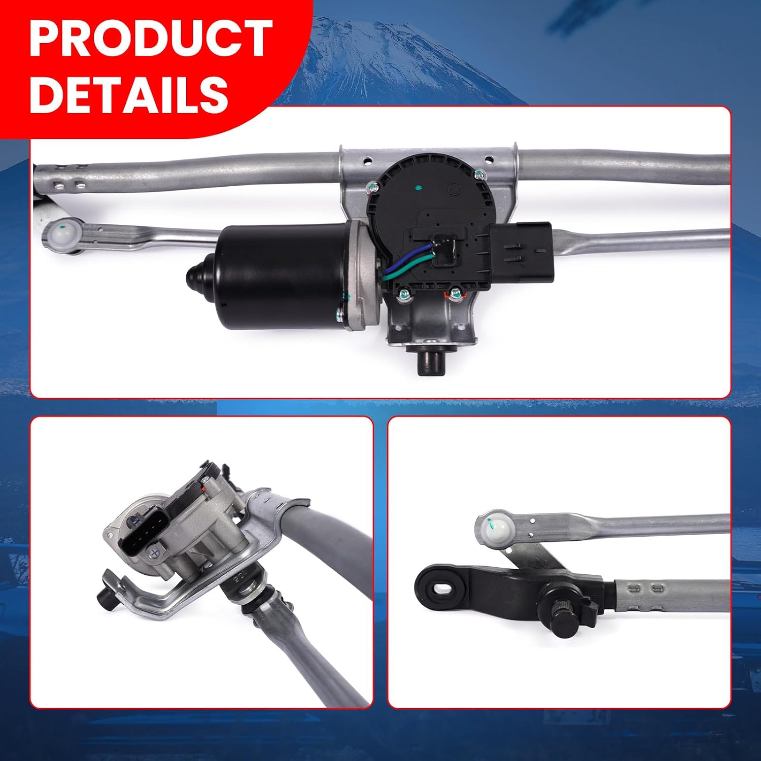 MOCA Front Windshield Wiper Linkage & Motor Assembly Compatible with 2007-2018 for Jeep Wrangler JK/JL with Motor Front & 2018 for Jeep Wrangler JK with Motor Front