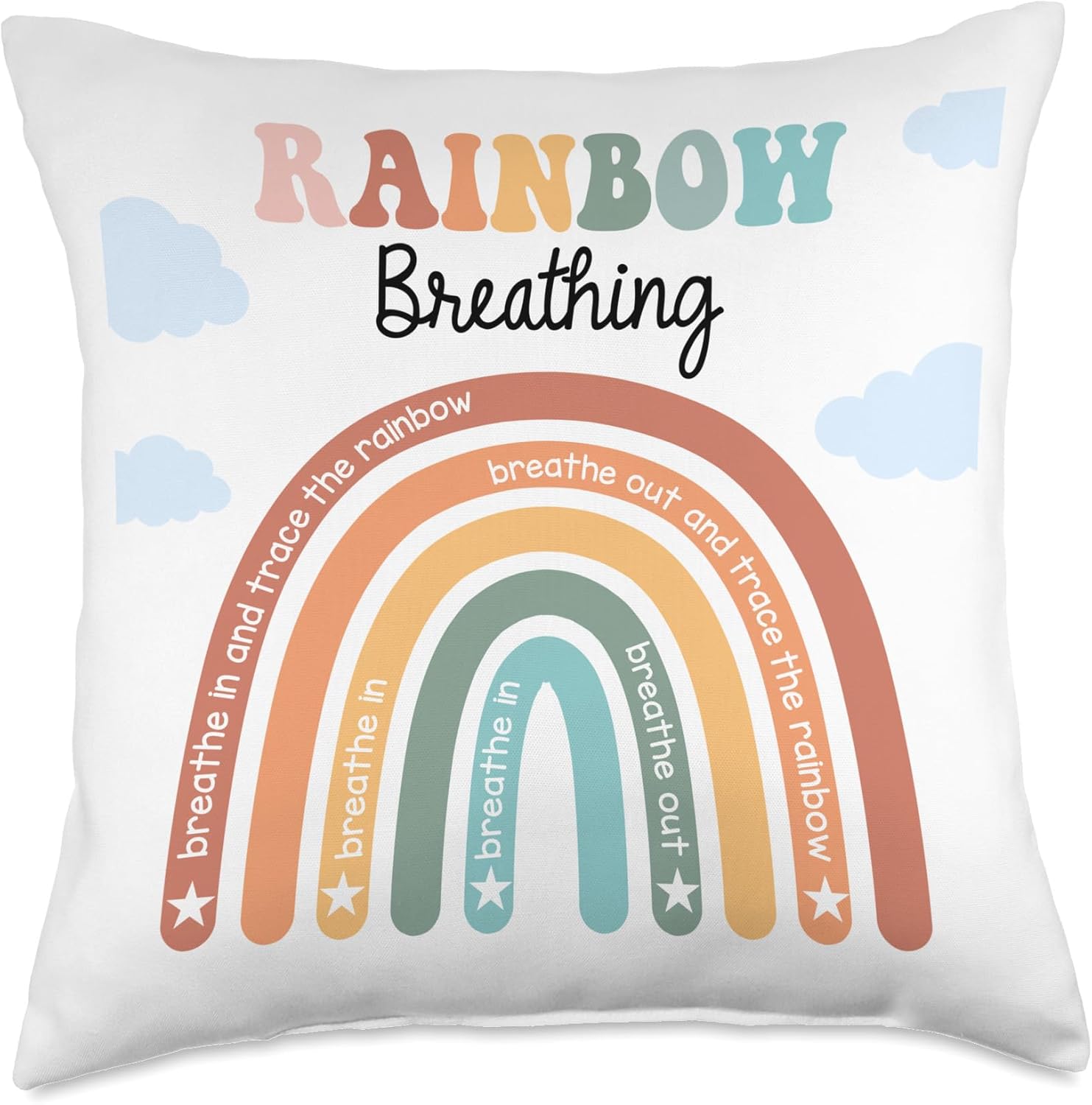 Rainbow Breathing Calming Corner Pillow, Classroom Calm Down Throw Pillow