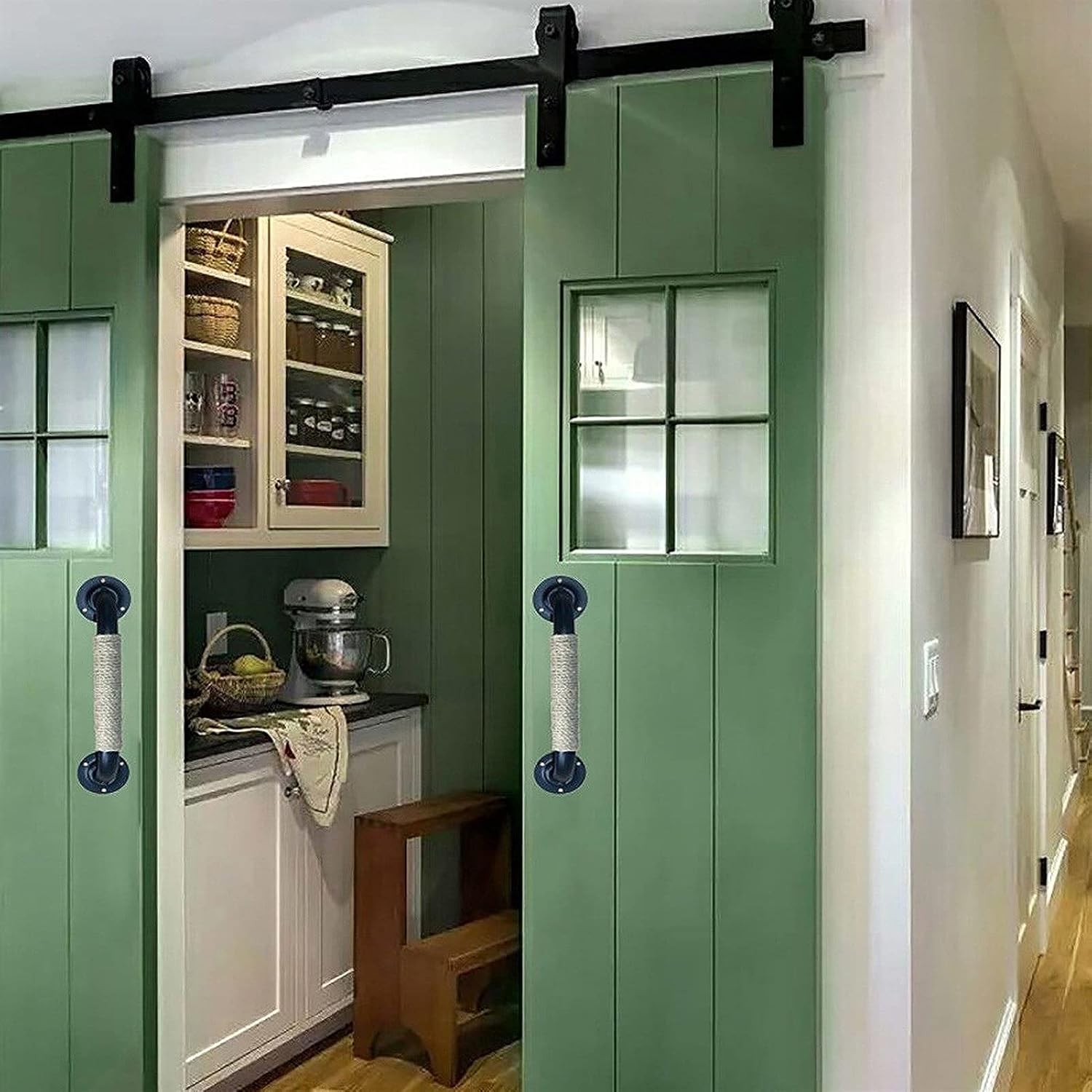Door Handle Antique Water Pipe Door Handle, Iron Commercial Sliding Barn Door Pull Handle, Push Pull Door Handle, Black/4 Sizes, Easy to Install (85cm)