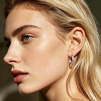 Parmuz 925 Sterling Silver Hoop Earring Simple Colorful Cubic Zirconia U-Shaped Star Moon Butterfly Small Huggie Earrings Jewelry Set for Women