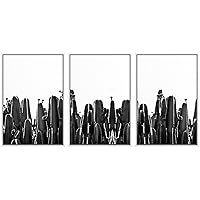 SIGNWIN 3 Piece Framed Canvas Wall Art Black and White Landscape Canvas Prints Home Artwork Decoration for Living Room,Bedroom - 16