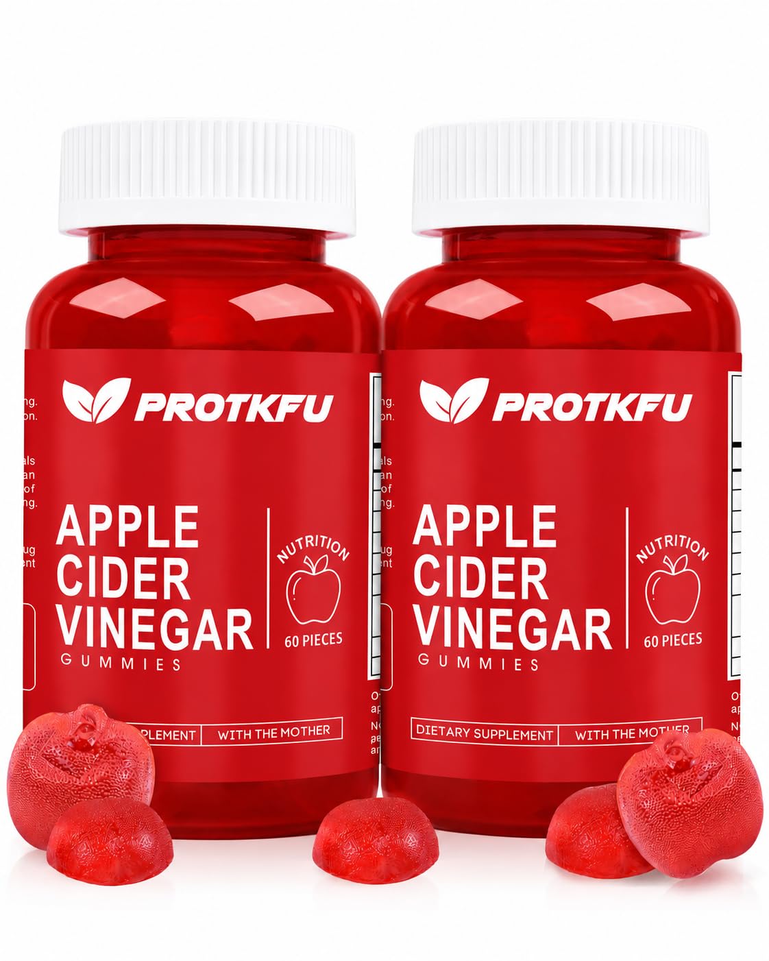 ProTKFU 1000mg Apple Cider Vinegar Gummies, 120 Count | ACV Gummies with Vitamin B12 & B6, Supports Metabolism, Digestive, Immune Health, Vegan, Gelatin-Free