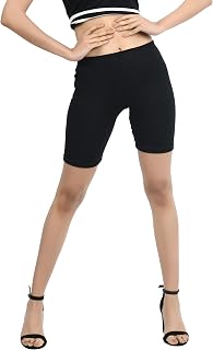 ASTRA Black Cotton Cycling Shorts for Girls, Women & Kids, Soft Stretchable Waistband Shorts for Yoga, Jogging, School Wea... Price In India