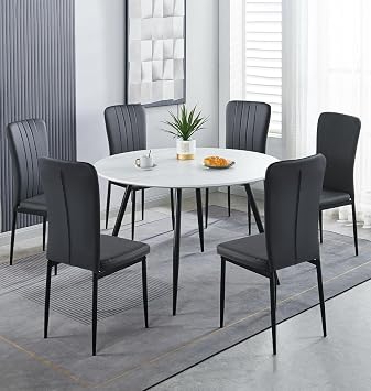 Hallowood Furniture Cullompton Large Round Dining Table and Chairs Set 6