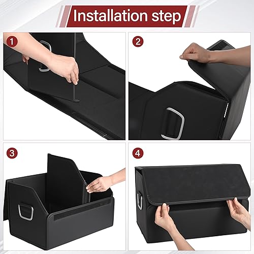 Miniatura 5 de JEYODA Organizador de maletero de cuero de gamuza, organizador y almacenamiento suave de gran capacidad, plegable, con labio, para automóvil, SUV,