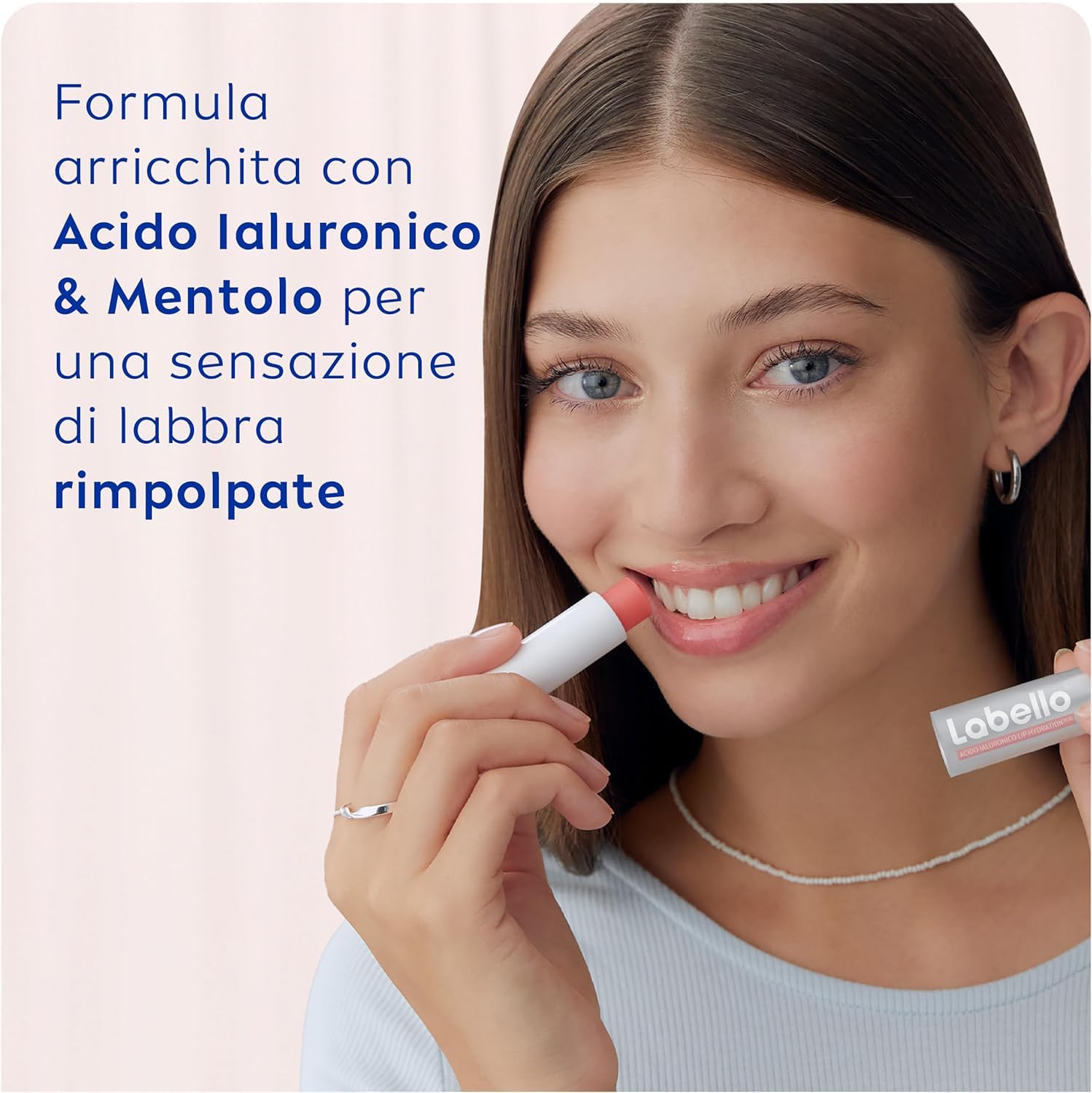 Labello Acido Ialuronico Lip Hydratation Plus Rosé 5.2g, Burrocacao labbra ultra-leggero, Lip balm con acido ialuronico per labbra rimpolpate, Balsamo labbra per un'idratazione di 24 ore