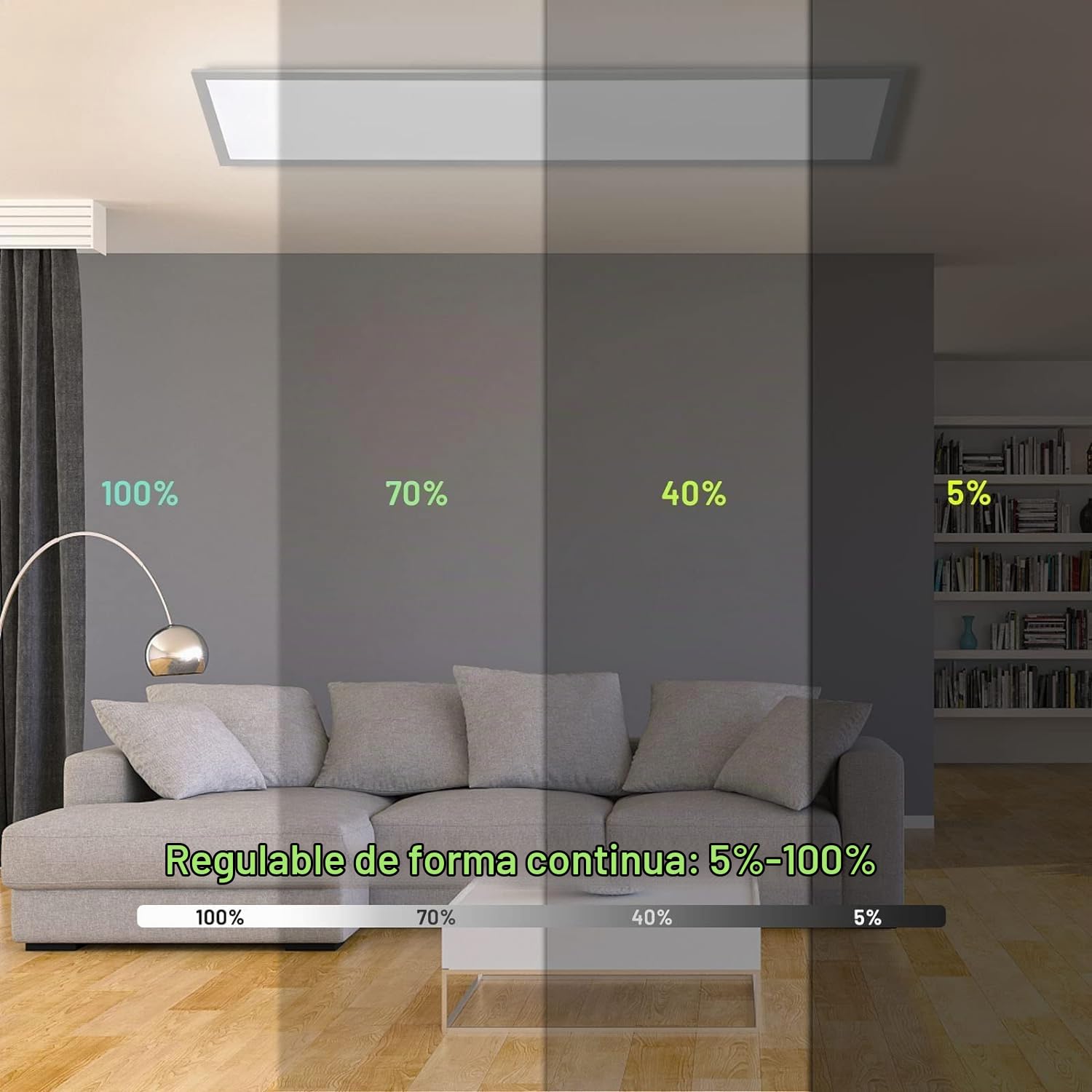 Plafón LED Regulable 120x30 cm con Función de Memoria, 40W 2700K-6500K Panel Rectangular Ultraplano con Mando a Distancia, luz Ultrabrillante Adecuado para Oficina, Cocina, Garaje, Taller, Sótano