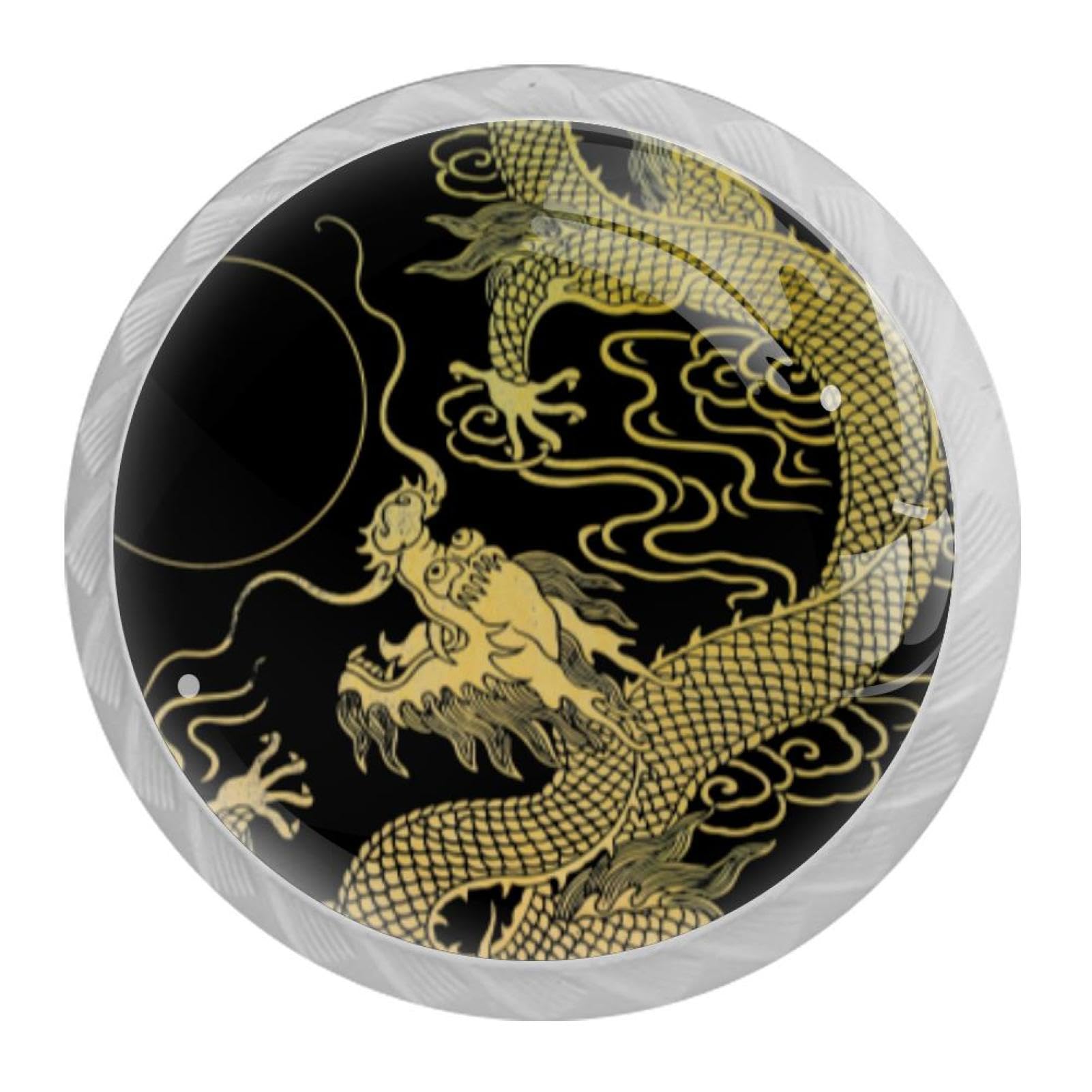 Tqmspg 4 Pieces Drawer Pulls Dragon Door Knobs Dresser Handles for Kitchen Wardrobe Cupboard Hardware Furniture