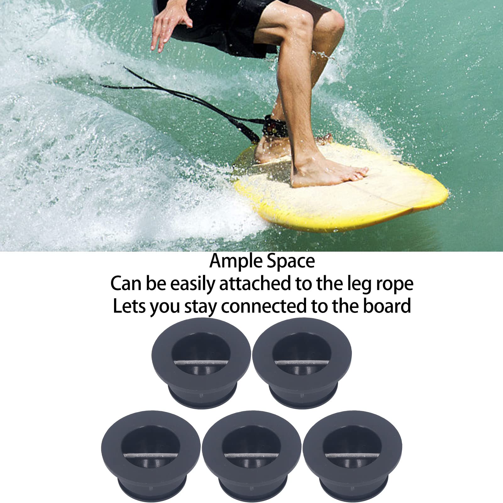 Lybunair 5Pcs Round Surf Leash Plug Replacement Accessories 1.8 Inch Surfboard Cup PlugFit for Longboard Surfboard