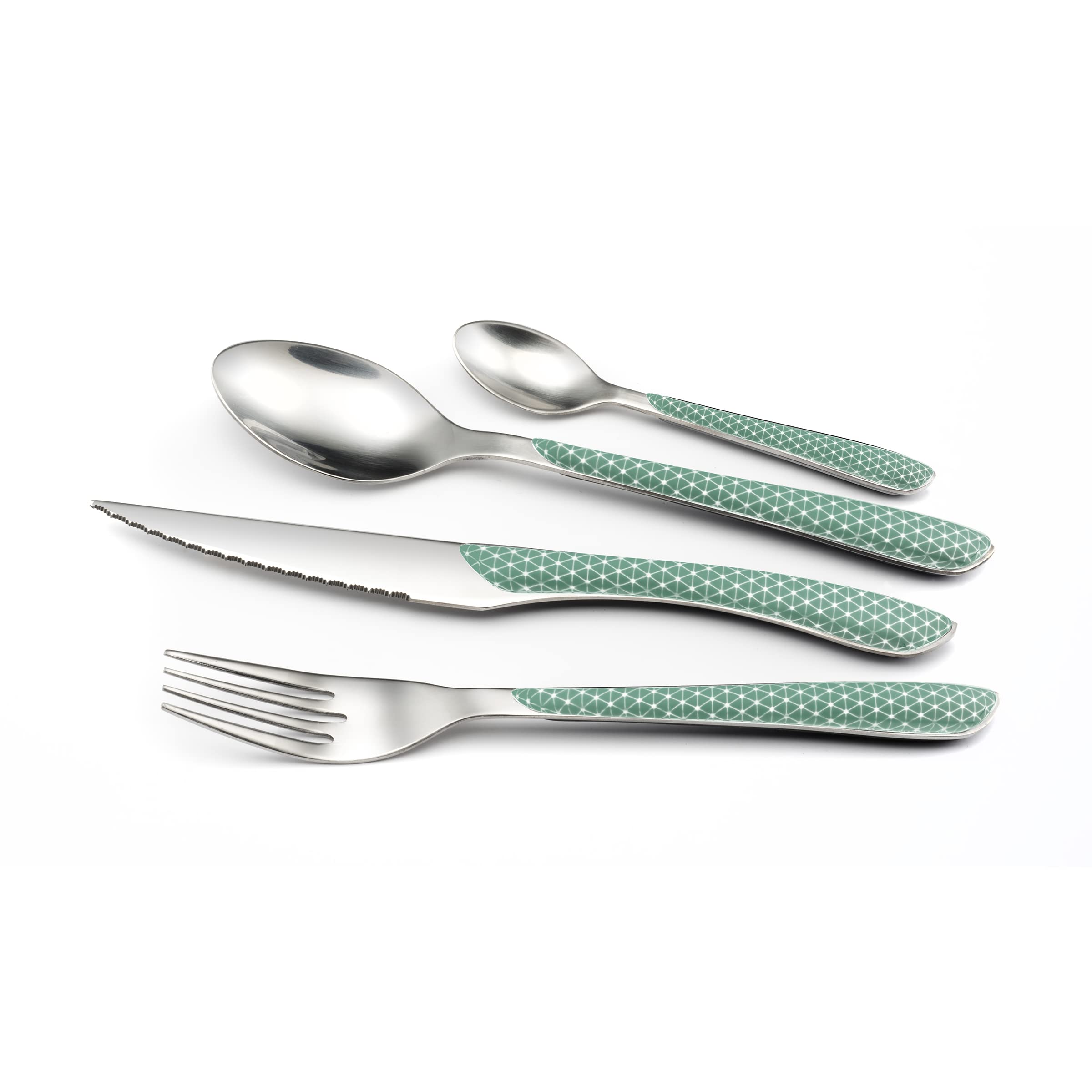 Amefa ECLAT Cubertería de 24 Piezas para 6 Personas, Acero Inoxidable, Vert & Blanc