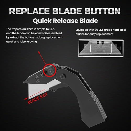 Miniatura 5 de Lichamp Juego de 6 cuchillos plegables utilitarios, cortador de caja de bolsillo con clip para cinturón, incluye 30 piezas adicionales de hoja de