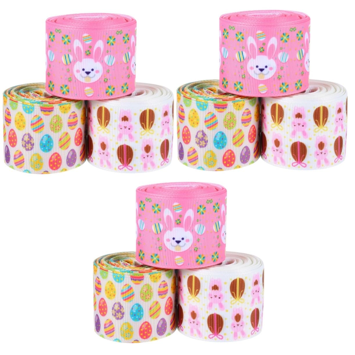 Operitacx 9rollen Polyesterband Mit Buntem Osterhasen-design Geschenkband Für Ostern Bastelprojekte Und Dekoration Breit