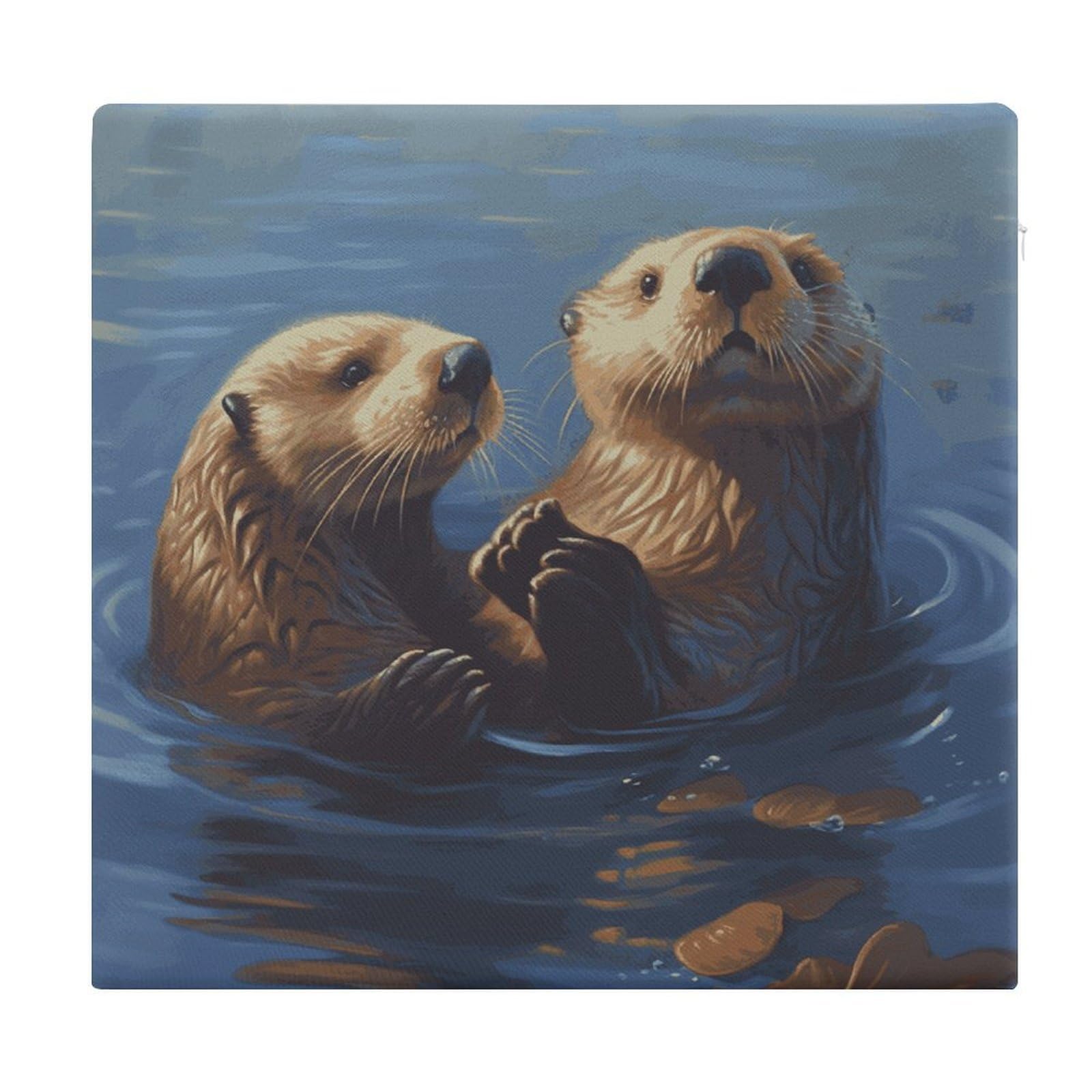 Adfgyerh Style Sea Otters Painting Cushions Memory Foam For Adults, Seat Cushion Chair Pads Soft, Square Pillows For Dining, Kitchen, Office, Patio Chairs