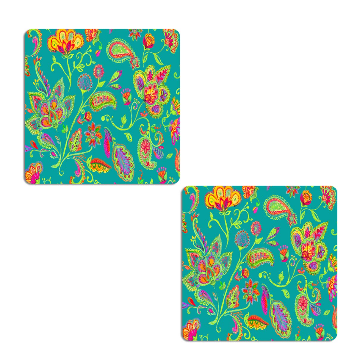 Buy Kiyat Wooden Pack of 2 Coasters Square Shape Coaster, Colorful MDF Coasters Online at Low