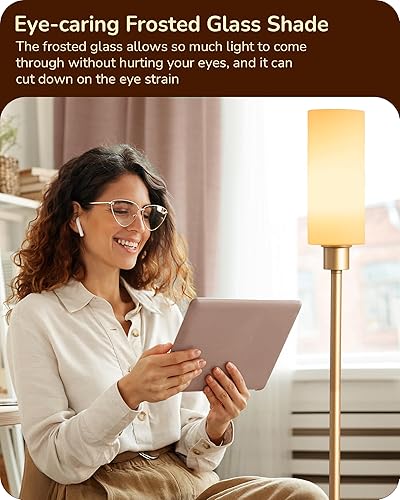 Miniatura 5 de EDISHINE Lámpara de pie LED de esquina con pantalla de cristal, moderna lámpara regulable con control remoto, 5 CCT, luz de pie de 65 pulgadas de