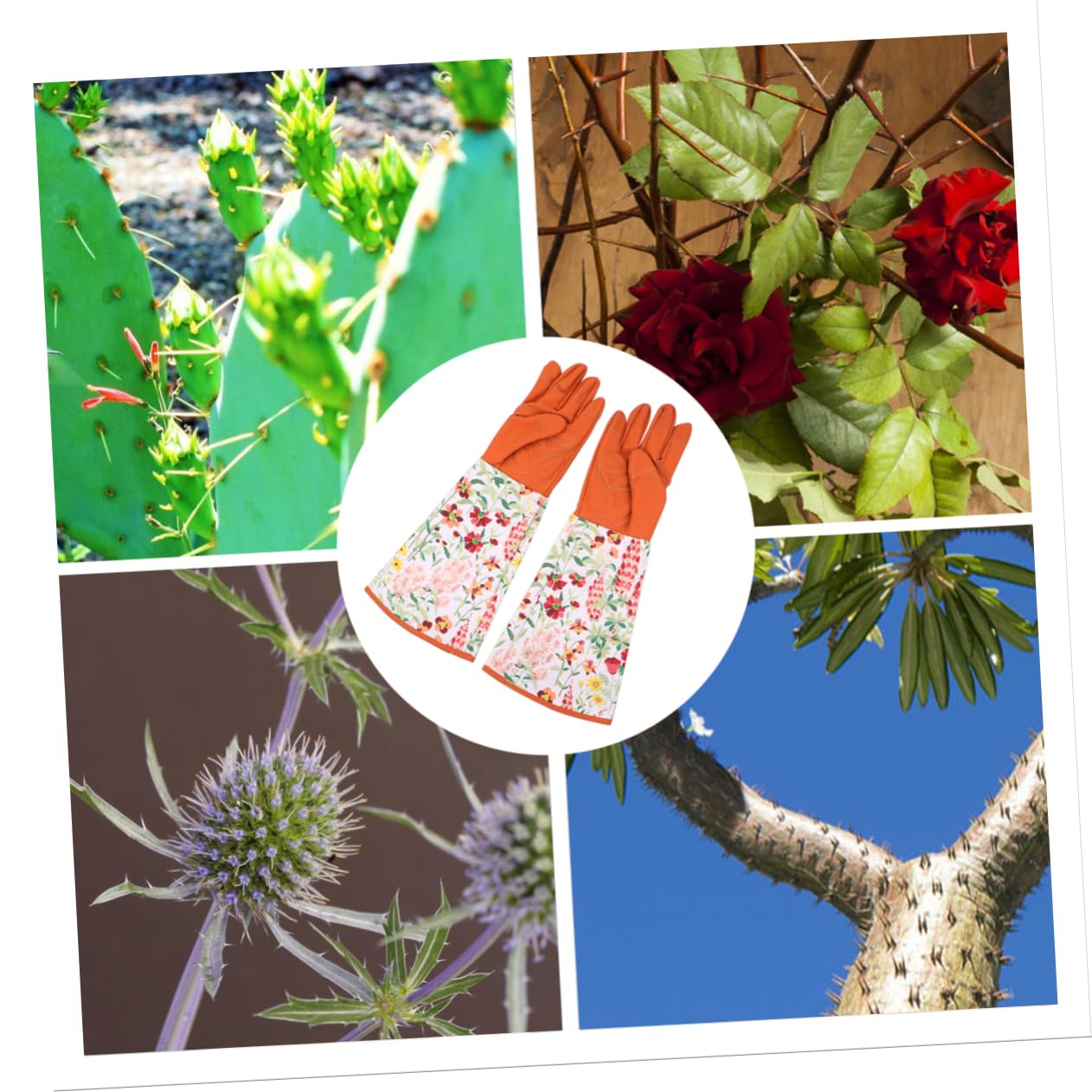 Guantes de Jardinería de Manga Larga con Material Transpirable Guantes Protectores para Trabajos de Desmalezado