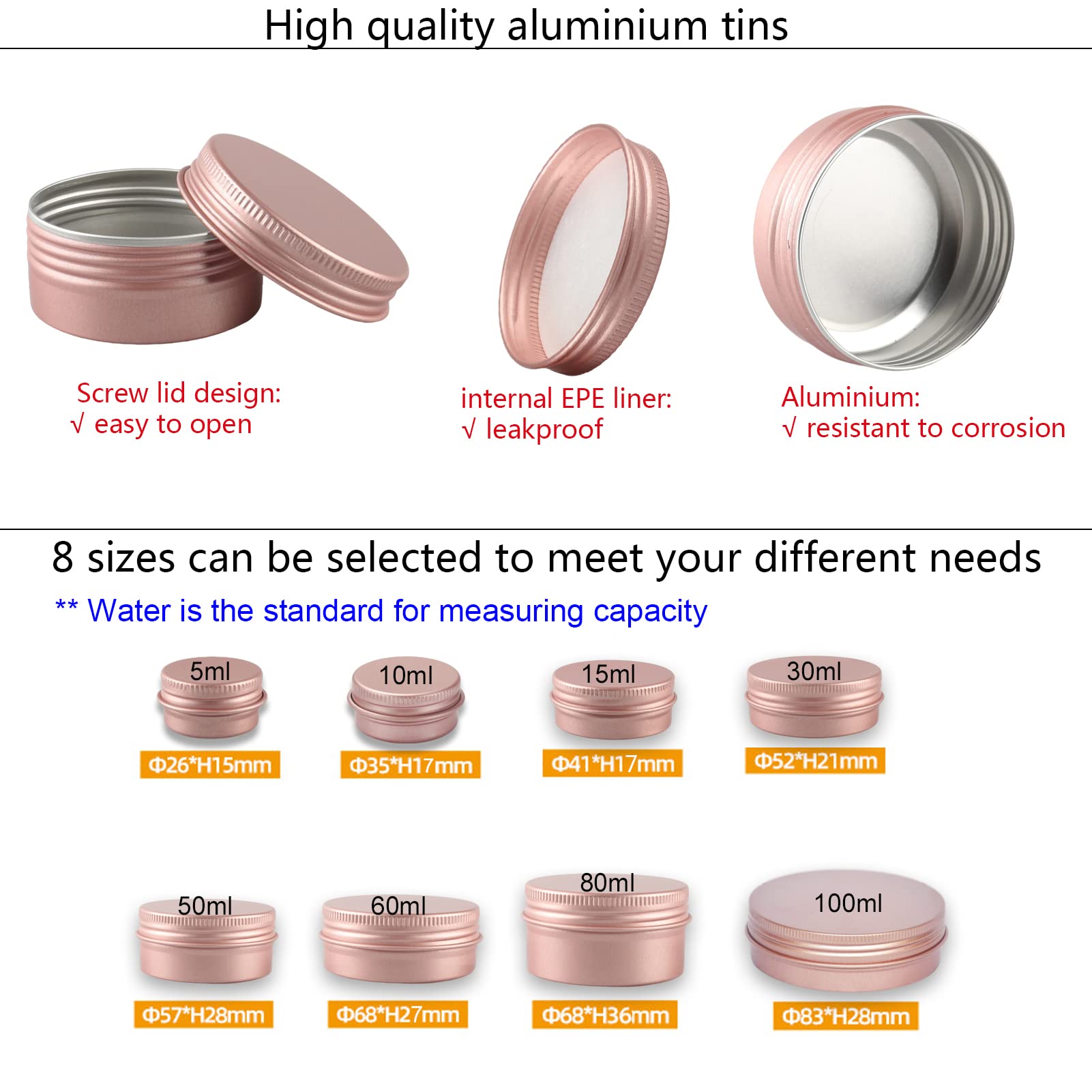 48 Pezzi Vasetti Alluminio, 50ml Rosa opaco - D57mm x H28mm Barattoli di Alluminio, Rotonda Scatola Alluminio, Vasetti Vuoto Metallo Contenitore per Candela Crema Cosmetici Viaggio