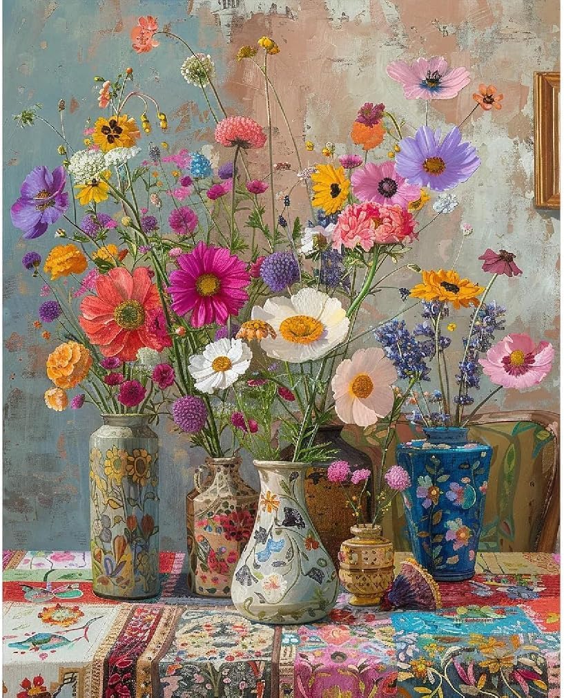 LEYIUYIU 5D Diamond Painting Kit: DIY Creative Wall Decor Craft Kit Designed for Adults and Beginners - Beautiful Vase - 40x50cm