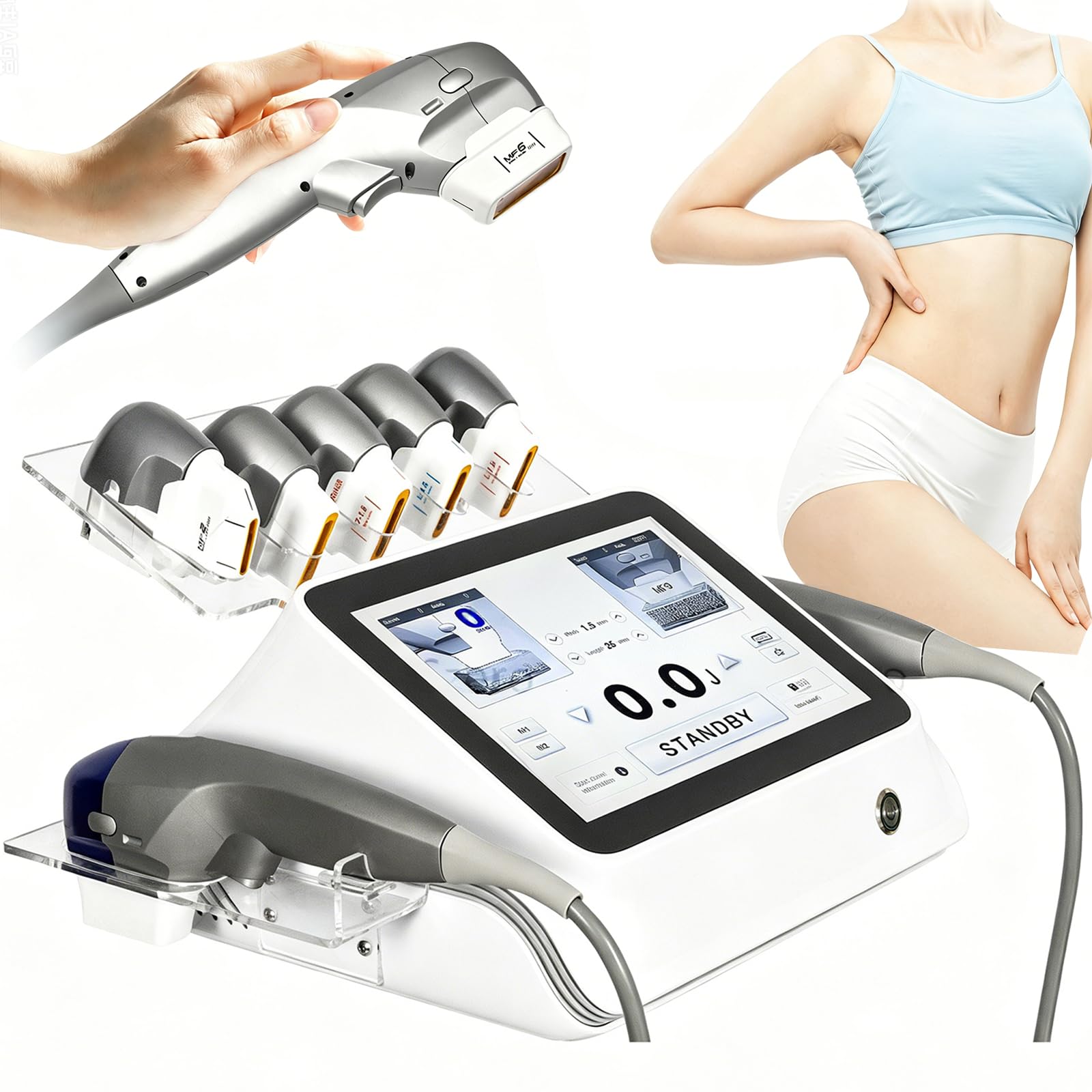 ZHZWwansuGE 7D HIFU Skin Tightening Device, With 7 Probes, Professional Facial And Body Lifting, 7 Depths, 20,000 Pulses Per Cartridge, Skin Firming/Body Sculpting, 360° All-Around Beauty Device