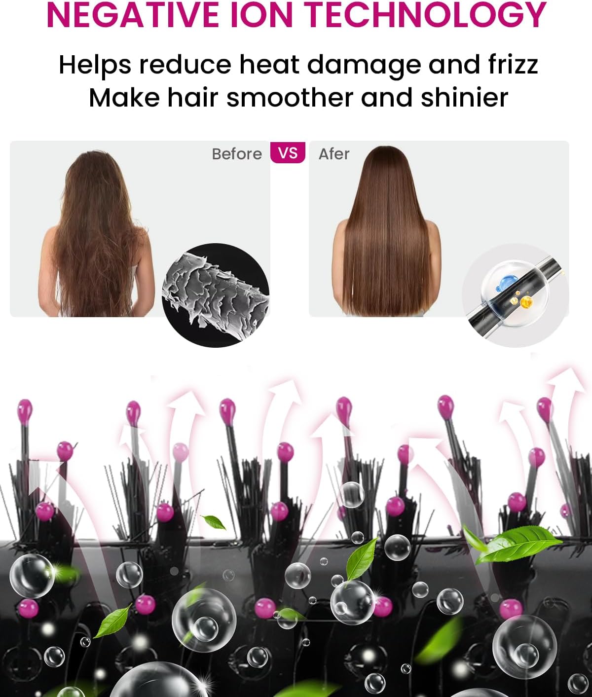 Hair Dryer Brush Blow Dryer 4-in-1 Hot Air Styler, Blowout Brush Hair Dryer Styler & Volumizer with Ionic Technology|Oval Titanium Barrel|Anti-frizz Blowout for Drying, Straightening 2.4'' - Image 5