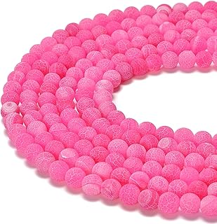 10mm Pink Froasted Agate Round Natural Gematone Loose Beads for Jewelry Making DIY 1 Strand 15"