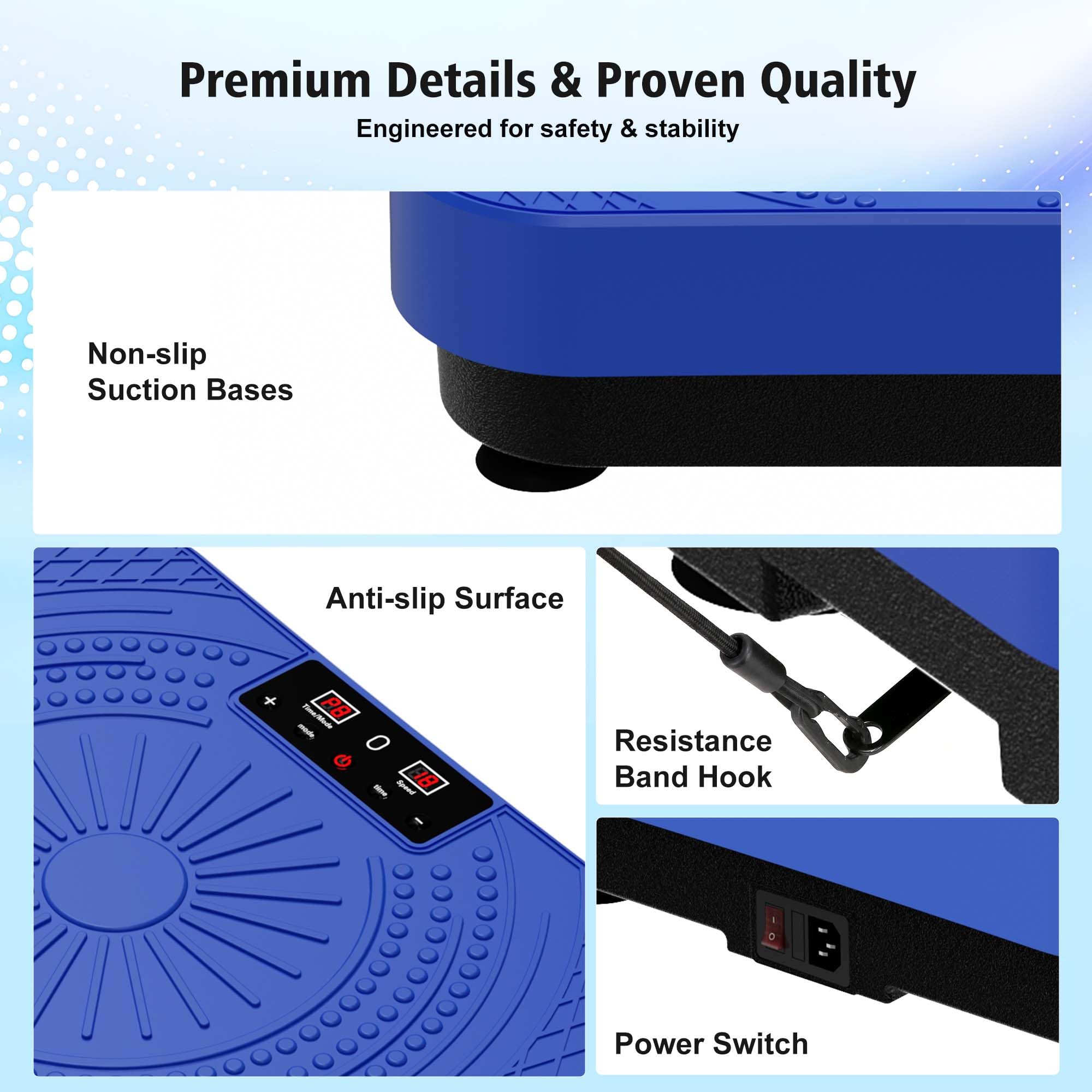 Homesy Máquina de ejercicio de placa vibratoria, placa vibratoria para drenaje linfático, plataforma de agitación de cuerpo completo para fitness en casa y quema de grasa, equipo de gimnasio deportivo