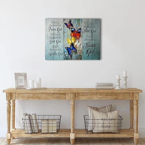 Miniatura 6 de Lienzo decorativo de mariposas cristianas para pared, imágenes inspiradoras para decoración de pared, momentos felices, alabanza a Dios, pintura