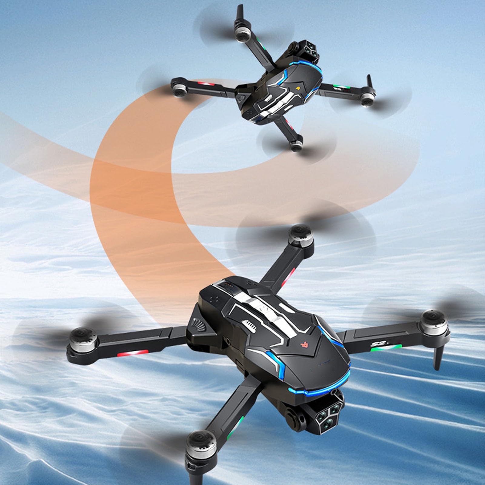 Dron GPS z Podwójnymi Kamerami 8K HD, Quadrocopter FPV RC z Inteligentnym Systemem Unikania Przeszkód, Elektronicznym Systemem Antywstrząsowym, transmisją (Podwójna bateria)