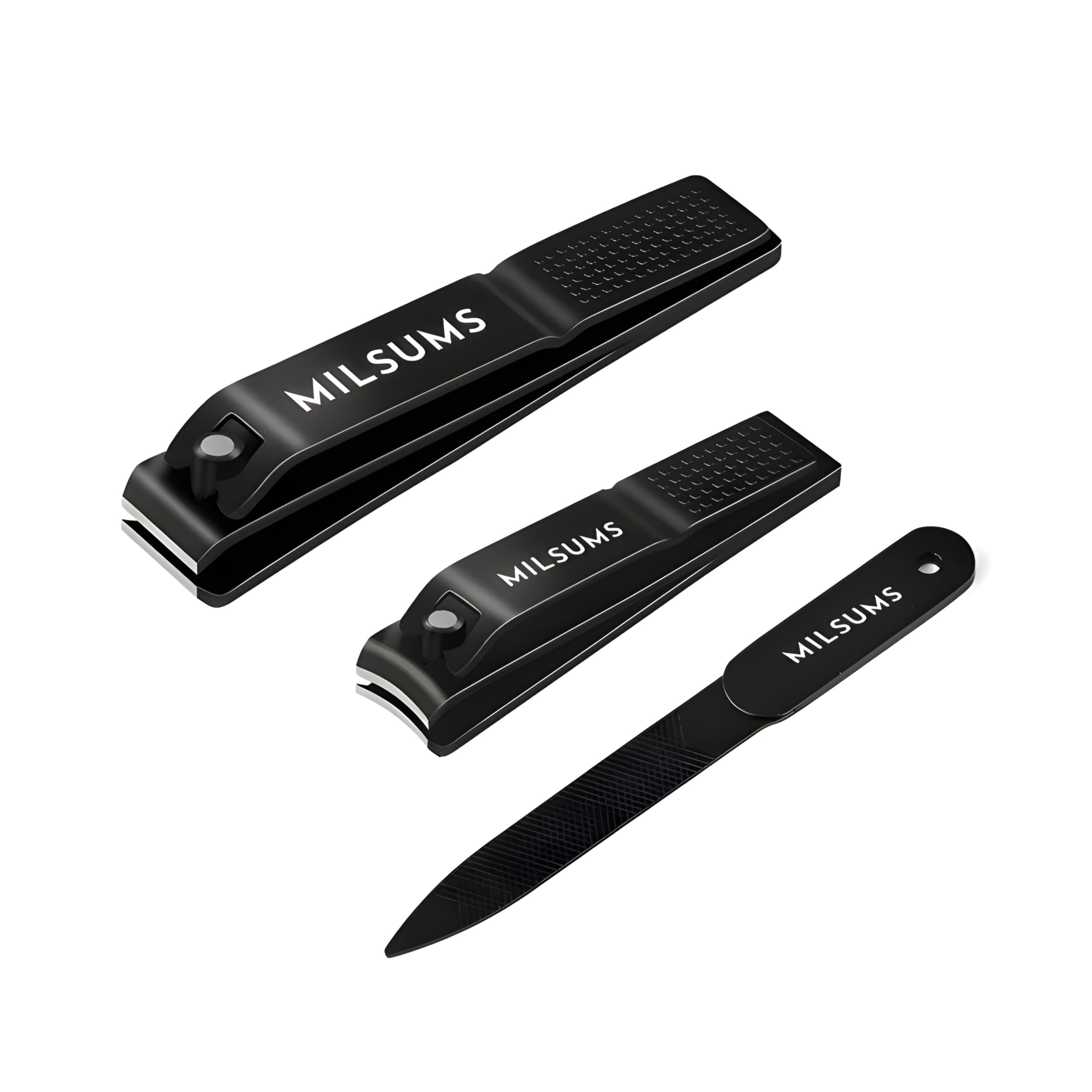Nail Clippers Stainless Steel 3 pcs Set, Ultra Sharp Sturdy Fingernail and Toenail Clipper Cutters, Black Nail Cutter for Men and Women